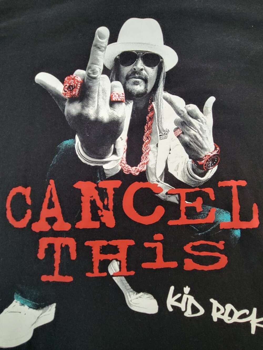 Kid Rock Cancel This Finger T-Shirt Men's M Black 100% Cotton Graphic Tee